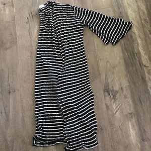 Carly Jean Black and White Stripe Kimono